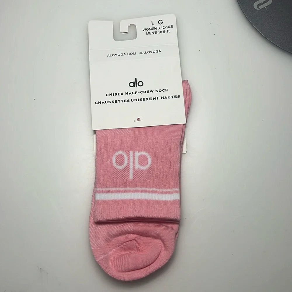 ALO Yoga Pink Crew Socks 3 pairs - Picture 2 of 4